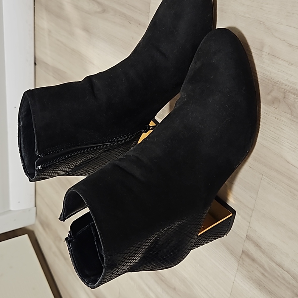 Womans black suade booties. Size 8